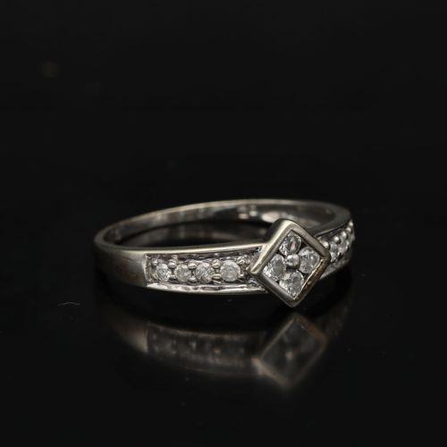 Art Deco Style 9ct White Gold Diamond Ring image-1