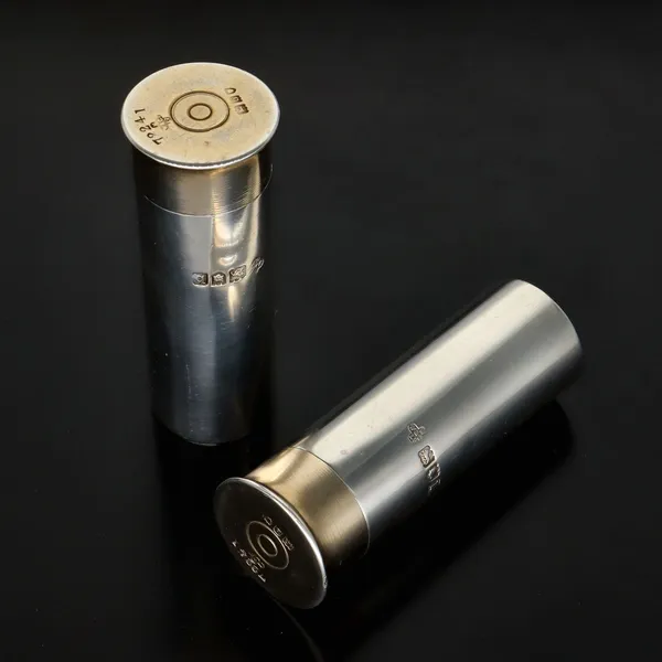 Rare Pair of Victorian Silver Shotgun Cartridge Pepperettes
