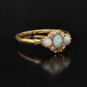 Edwardian 18ct Gold Opal and Diamond Ring