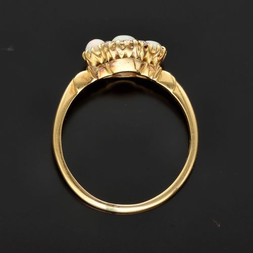 Edwardian 18ct Gold Opal and Diamond Ring image-5