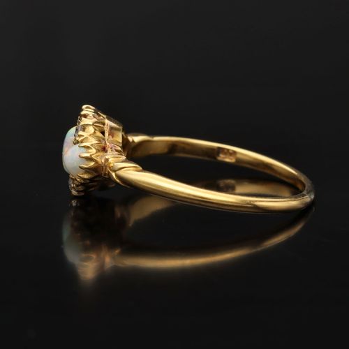 Edwardian 18ct Gold Opal and Diamond Ring image-3