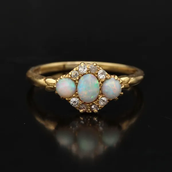 Edwardian 18ct Gold Opal and Diamond Ring