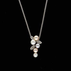 9ct Gold Diamond and Cultured Pearl Necklace