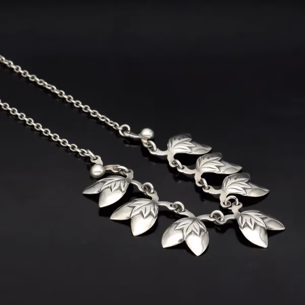 Vintage Silver Fringe Necklace by Hermann Siersbol