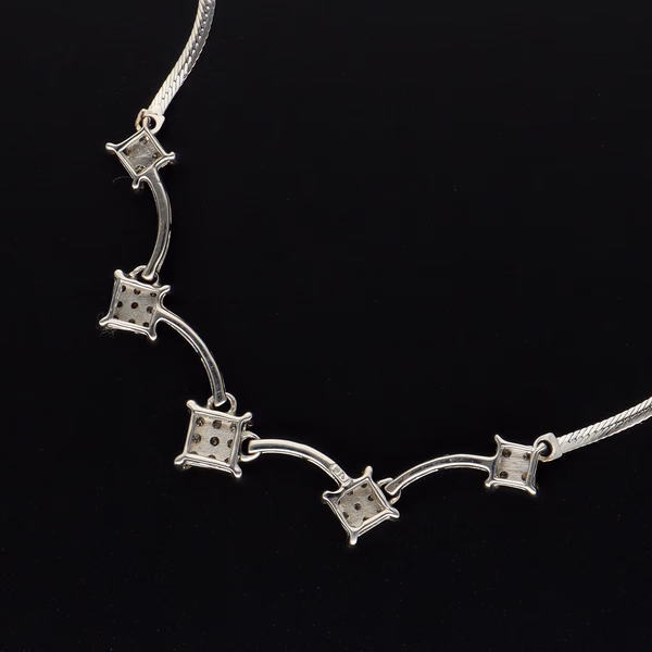 9ct White Gold and Diamond Necklace