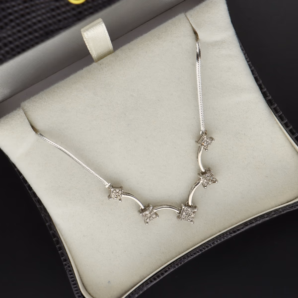 9ct White Gold and Diamond Necklace