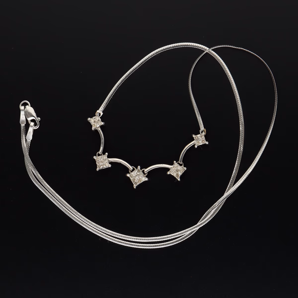 9ct White Gold and Diamond Necklace