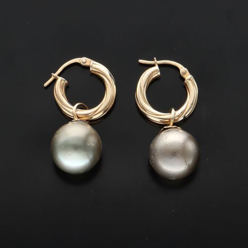 9ct Gold Hoops and Pearl Earrings image-1