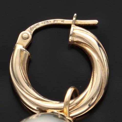 9ct Gold Hoops and Pearl Earrings image-3