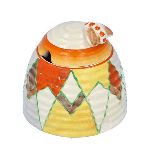 Clarice Cliff Sungold Beehive Preserve Pot image-1