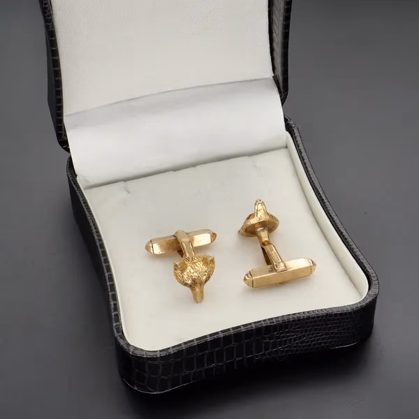 Retro Gold Fox Cufflinks Birmingham 1978
