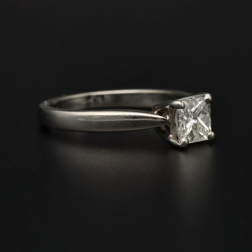 Platinum & Natural Princess Cut Diamond Ring image-1