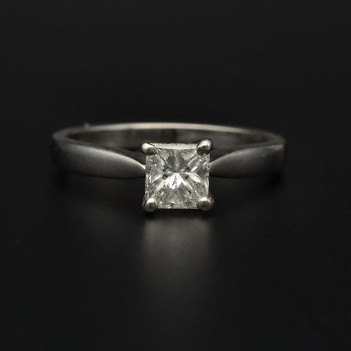 Platinum & Natural Princess Cut Diamond Ring image-2