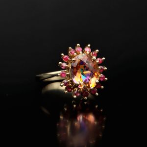 10ct Gold Ruby and Topaz Ring