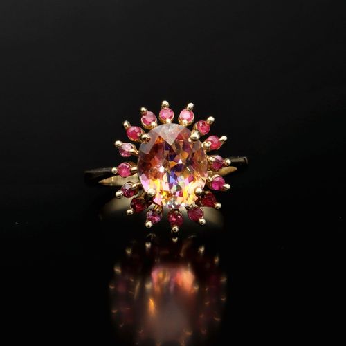 10ct Gold Ruby and Topaz Ring image-2