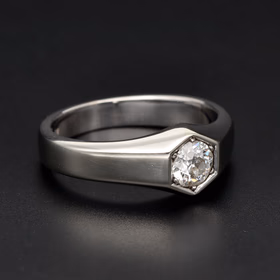 Gents 14ct White Gold Diamond Solitaire Ring