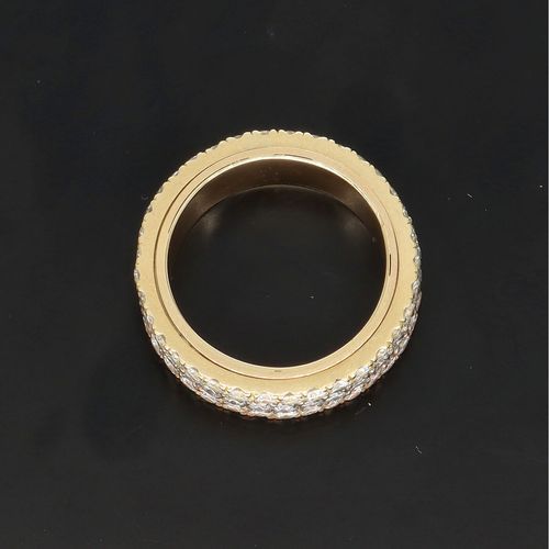 Three Row Spinning Diamond & 18K Gold Ring image-6