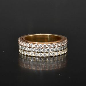 Three Row Spinning Diamond & 18K Gold Ring