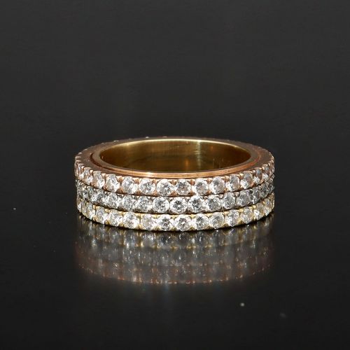 Three Row Spinning Diamond & 18K Gold Ring image-1