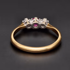 Stamped 18ct Gold Platinum Ruby Diamond Ring