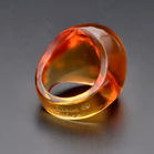 Lalique Vintage Style Orange Glass Cabochon Ring