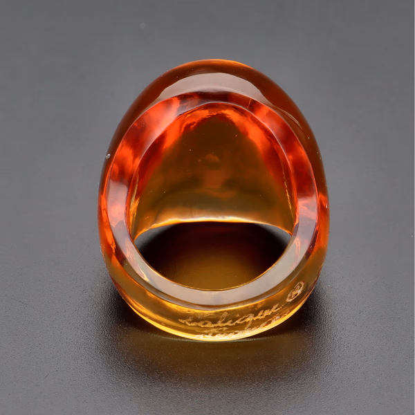 Lalique Vintage Style Orange Glass Cabochon Ring