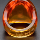 Lalique Vintage Style Orange Glass Cabochon Ring