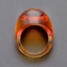 Lalique Vintage Style Orange Glass Cabochon Ring