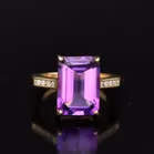 Art Deco style 9ct Gold Amethyst and Diamond Ring