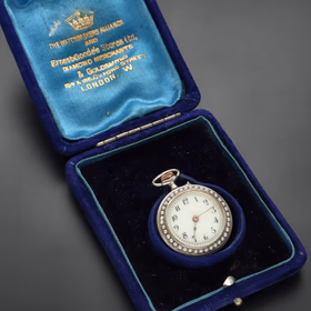 Silver and Enamel Pearl Pocket Watch