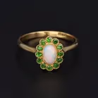 Early 20th Century 18ct Yellow Gold Demantoid Garnets and Opal Ring