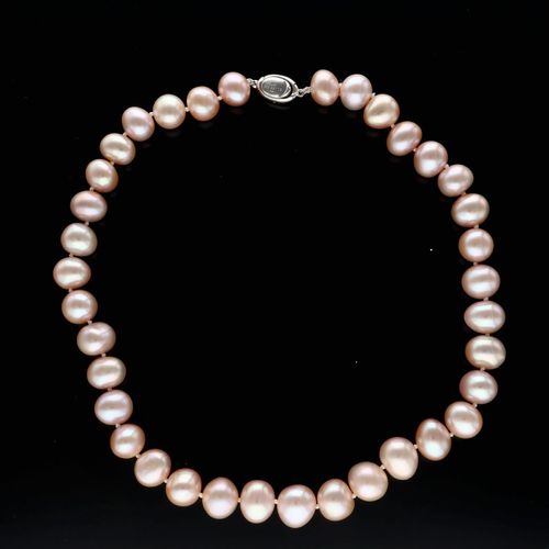 Large Pink Cultured Pearl Necklace image-1