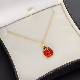 14ct Yellow Gold Ladybug Pendant On 9ct Yellow Gold Chain