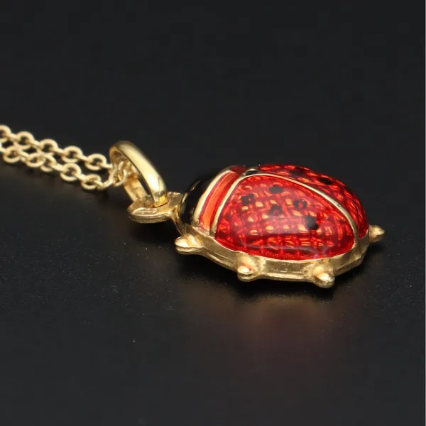 14ct Yellow Gold Ladybug Pendant On 9ct Yellow Gold Chain