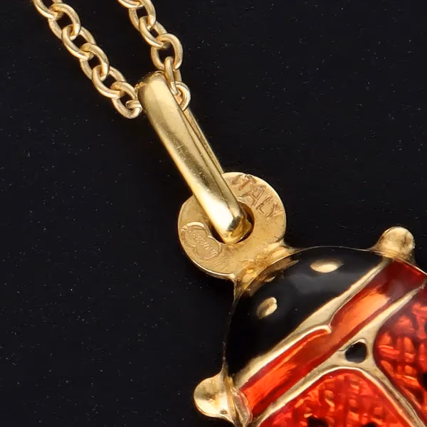 14ct Yellow Gold Ladybug Pendant On 9ct Yellow Gold Chain