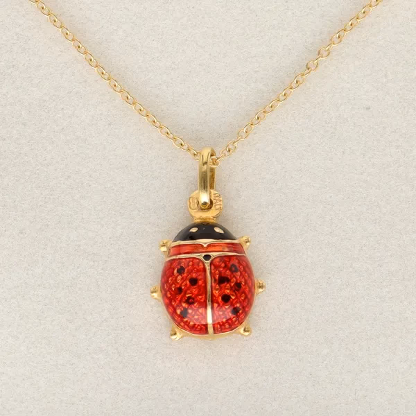 14ct Yellow Gold Ladybug Pendant On 9ct Yellow Gold Chain