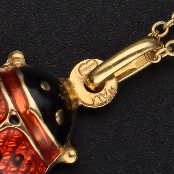 14ct Yellow Gold Ladybug Pendant On 9ct Yellow Gold Chain