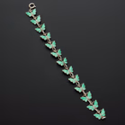 Vintage Volmer Bahner Danish Sterling Silver & Green Guilloché Enamel Butterfly Bracelet
