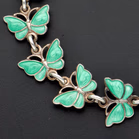 Vintage Volmer Bahner Danish Sterling Silver & Green Guilloché Enamel Butterfly Bracelet