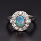 Platinum Opal & Diamond Ring