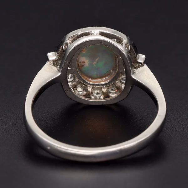 Platinum Opal & Diamond Ring