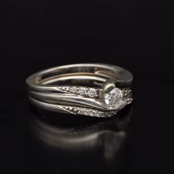 Pair of Gold Diamond Rings