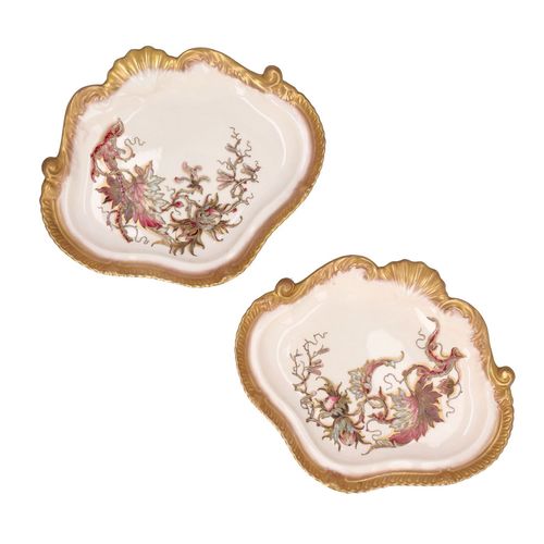 Pair of 19th Century Royal Worcester Moulded Cabinet Dishes image-1