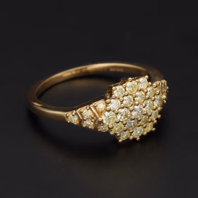 9ct Gold Canary Yellow Diamond Cluster Ring
