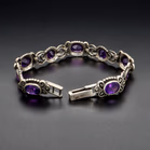 Silver and Marcasite - Amethyst Bracelet
