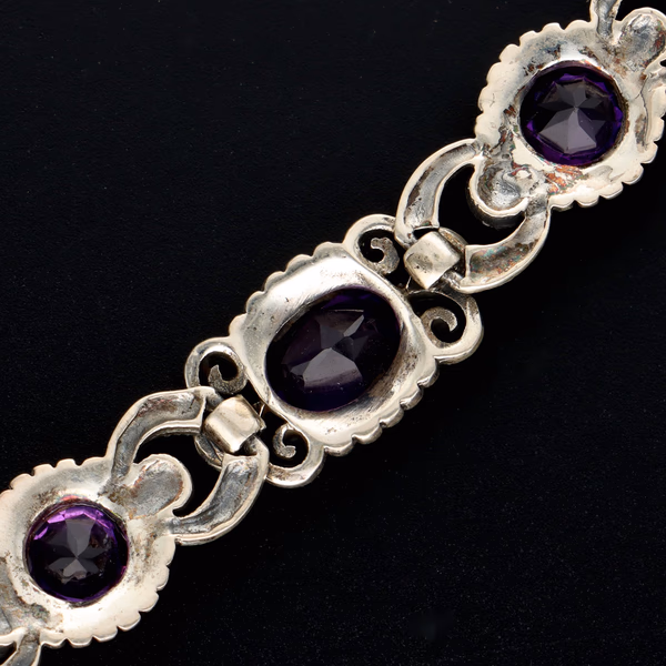 Silver and Marcasite - Amethyst Bracelet