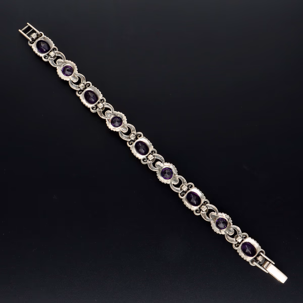 Silver and Marcasite - Amethyst Bracelet