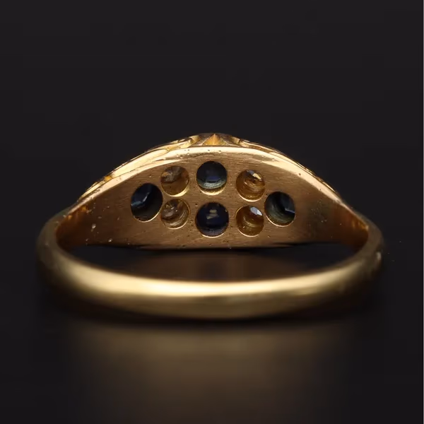 Antique Old Cut Sapphire and Diamond Ring