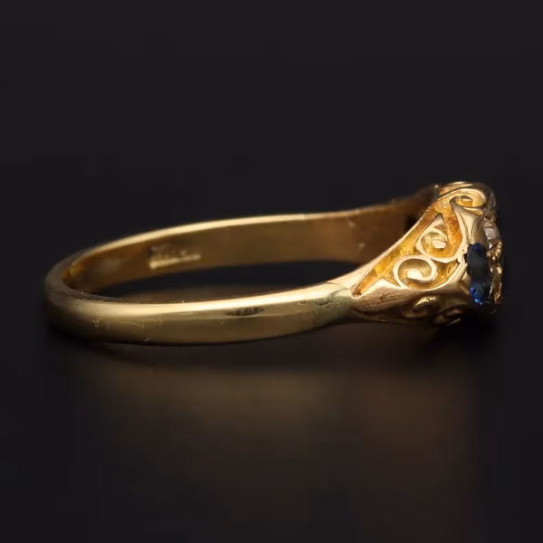 Antique Old Cut Sapphire and Diamond Ring