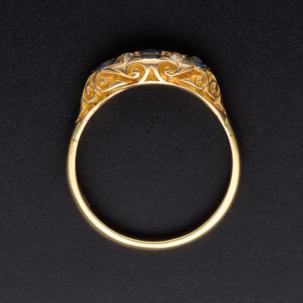 Antique Old Cut Sapphire and Diamond Ring